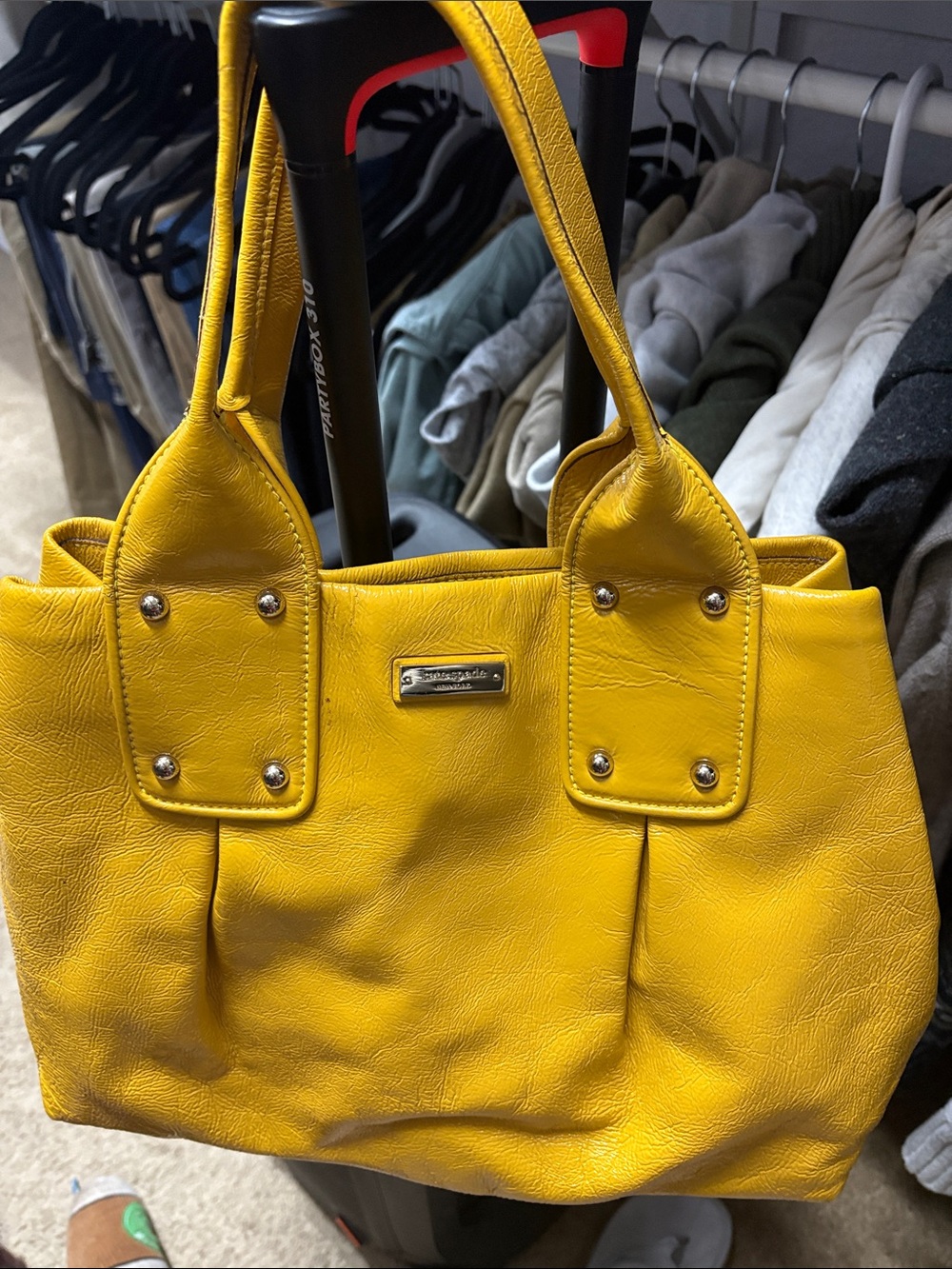 Kate Spade canary yellow patent leather handbag